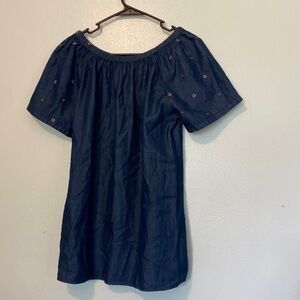 THE Skyline collection floral denim off shoulder or up short sleeve shirt small